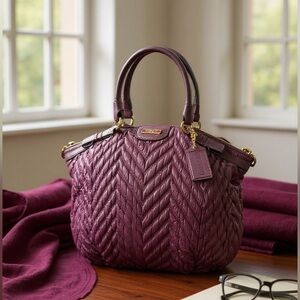 Coach Madison Quilted Lindsey Satchel 70th collection purple AS IS see photos